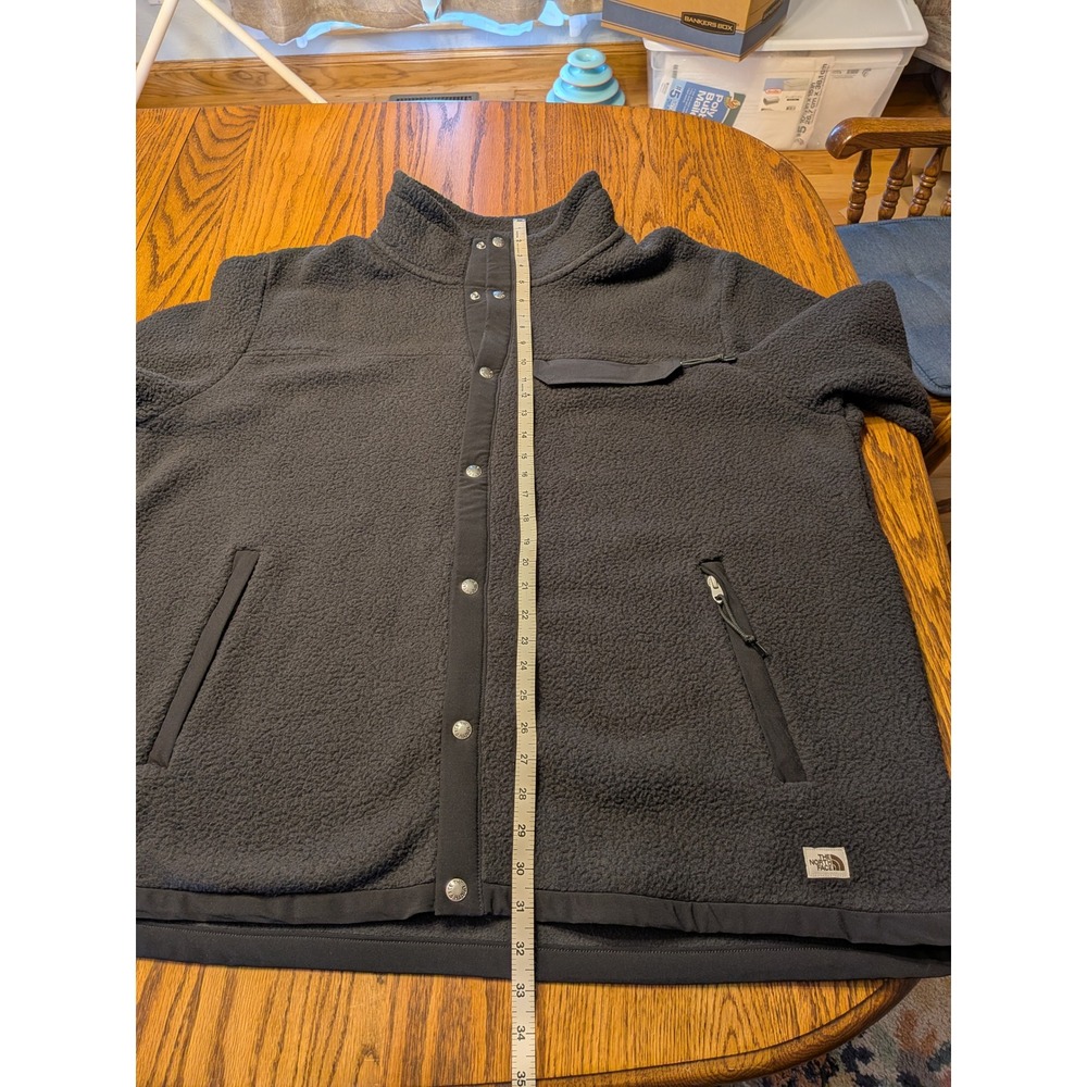 The North Face Mens XXL Sherpa Fleece Jacket Snap Front Charcoal Grey NF0A4P8D